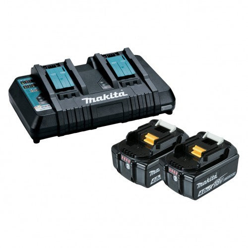 Makita 18V Same Time Dual Port Rapid Battery Charger with 2 x 4.0Ah battery