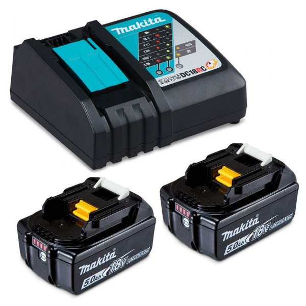 Makita 18V Single Port Rapid Battery Charger with 2 x 5.0Ah battery