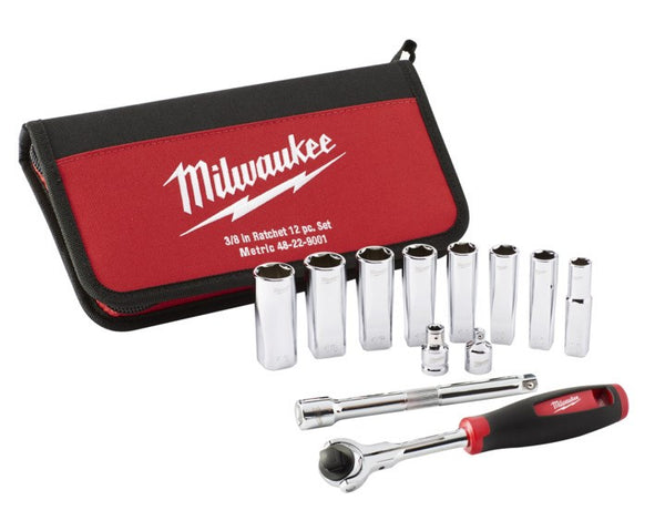 Milwaukee 3/8" Drive 12pc Metric Socket Set