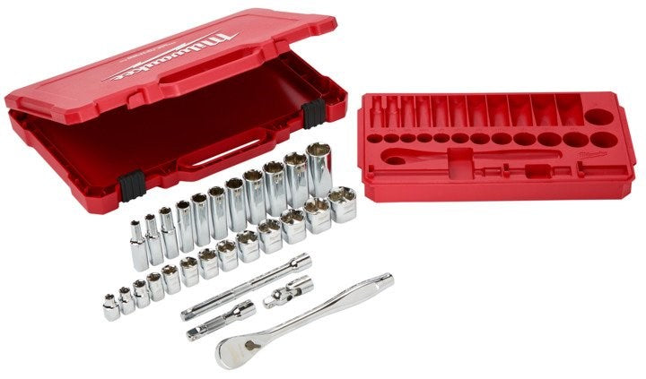 Milwaukee 3/8? Drive 28pc Ratchet & Socket Set  SAE