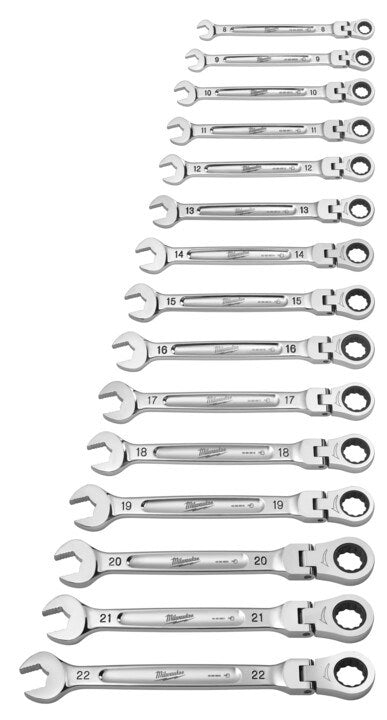 Milwaukee 15p Flex-Head Ratcheting Wrench Set ? Metric