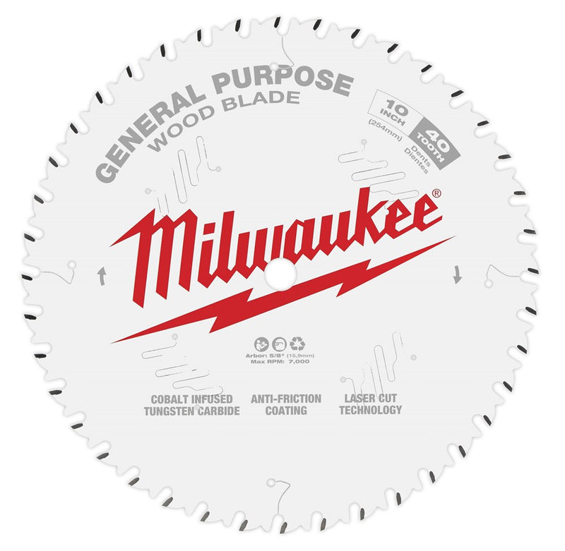 Milwaukee 10" 254mm 40T GENERAL PURPOSE Blade