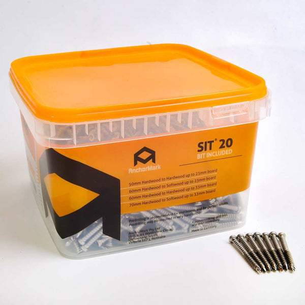 Anchormark S2 TX20 Stainless Steel Self-Drill Decking Screws for Timber 5.5x50mm (1000pc)
