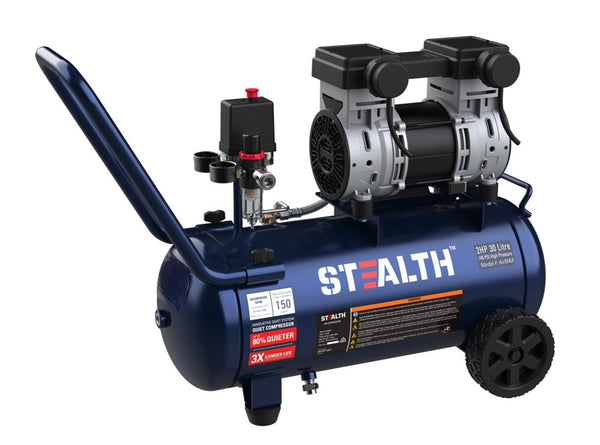 STEALTH AirMAX 2HP 30L Ultra Quiet Oil-Free Air Compressor – 240V