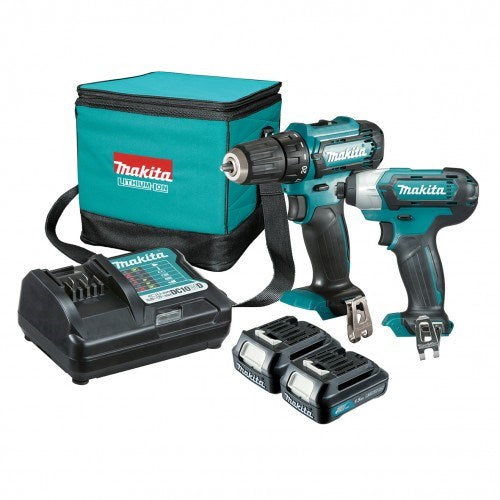 Makita 2 Piece Combo Kit - DF333DZ, TD110DZ, 2 x BL1016, DC10WD, Bag (831274-0)