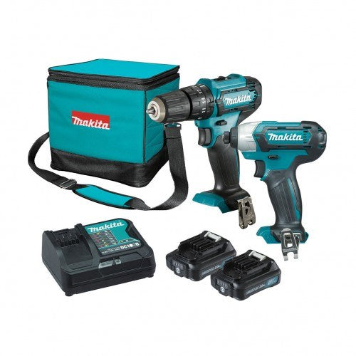 Makita 2 Piece Combo Kit - HP333DZ, TD110DZ, 2 x BL1021B, DC10SB, Bag (831274-0)