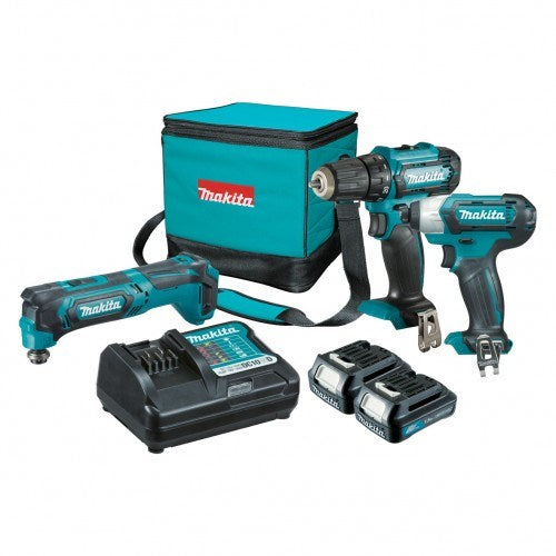 Makita 3 Piece Combo Kit - DF333DZ, TD110DZ, TM30DZ, 2 x BL1016, DC10WD, Bag 831274-0