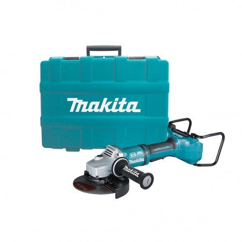 Makita 18Vx2 BRUSHLESS 180mm (7") Angle Grinder, Paddle Switch, Kick Back Detection, Electric Brake, Anti-Vib Handle 
& Carry Case - Tool Only