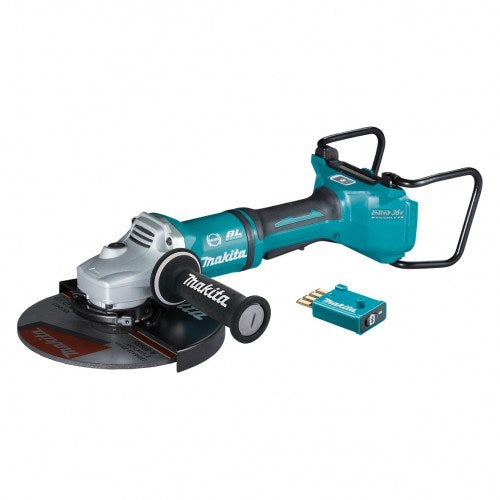 Makita 18Vx2 BRUSHLESS AWS 230mm Angle Grinder, Paddle Switch, Kick Back Detection, Electric Brake, Anti-Vib Handle & Carry Case - Tool Only