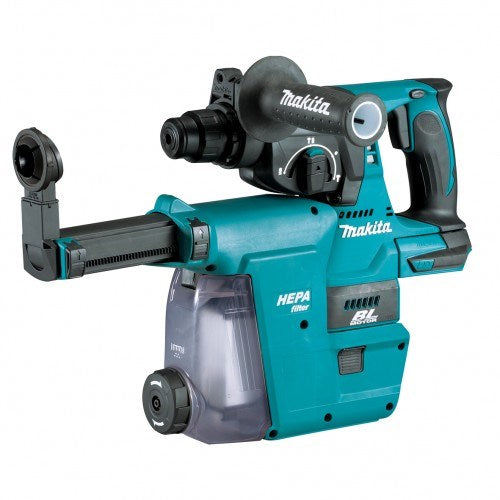 Makita 18V BRUSHLESS 24mm Rotary Hammer, Dust Extraction Adaptor (DX06), Case  - Tool Only