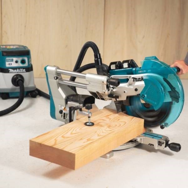 Makita 18Vx2 BRUSHLESS AWS* 305mm (12") Slide Compound Saw Kit - Includes 2 x 5.0Ah Batteries & Dual Port Rapid Charger *AWS Receiver sold separately (198901-5)