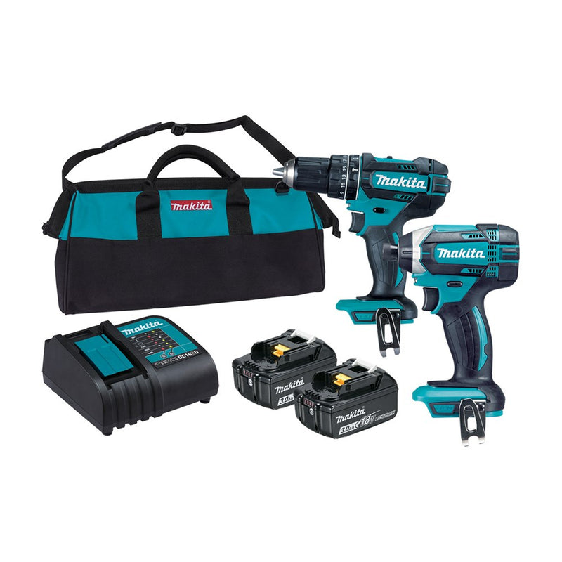 Makita 2 Piece Combo Kit - DHP482Z, DTD152Z, 2 x BL1830B, DC18SD & Carry Bag