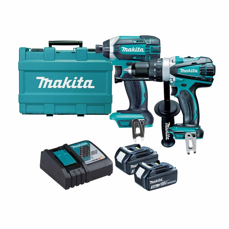 Makita 2 Piece Combo Kit - DHP458Z, DTD152Z, 2 x BL1830, DC18RC & Carry Case