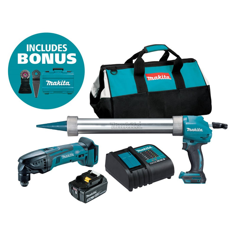 Makita 2 Piece Combo Kit - DCG180ZB, DTM50Z, 1 x BL1850B, DC18SD & Tote Carry Bag