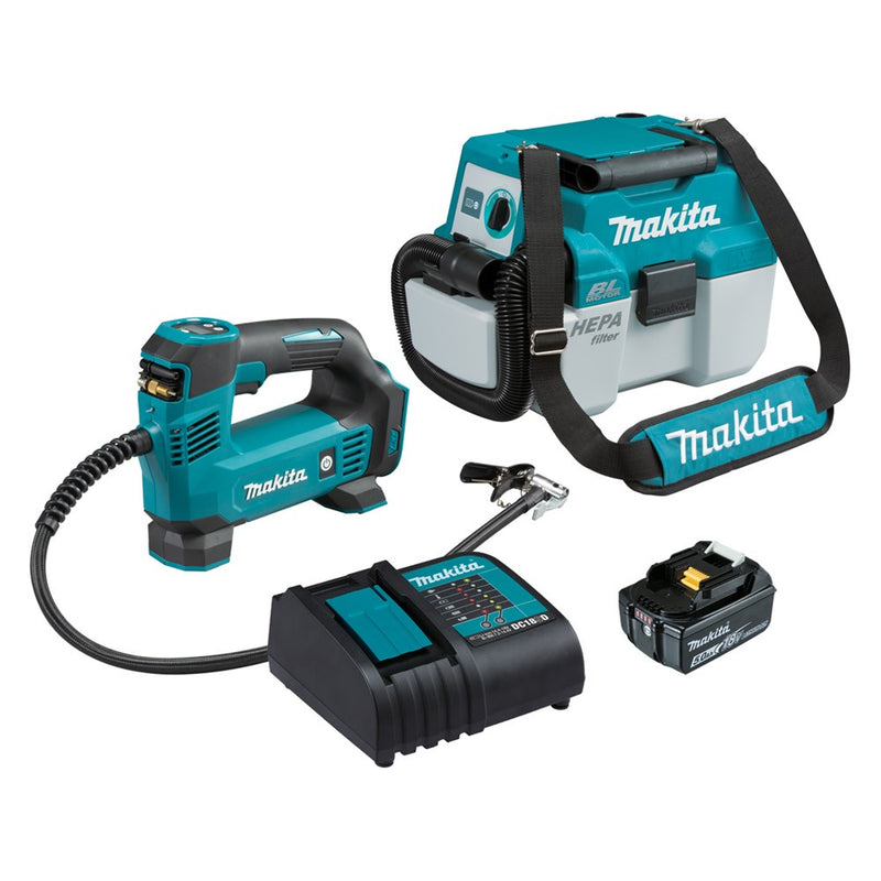 Makita 2 Piece Combo Kit - DVC750LZX1, DMP180Z, 1 x BL1850B, DC18SD