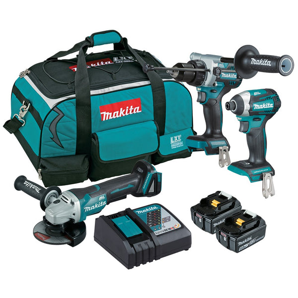 Makita 3 Piece BRUSHLESS Combo Kit - DHP486Z, DTD154Z, DGA508Z, 2 x BL1850B, DC18RC & Carry Bag