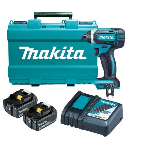 Makita 18V Impact Driver Kit - Includes 2 x 5.0Ah Batteries, Rapid Charger & Carry Case