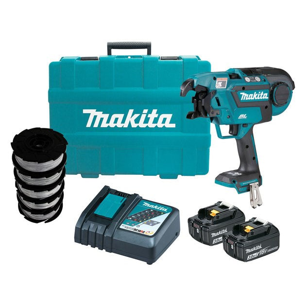 Makita 18V BRUSHLESS Rebar Tying Tool Kit - Includes 2 x 3.0Ah Batteries, Rapid Charger & Carry Case