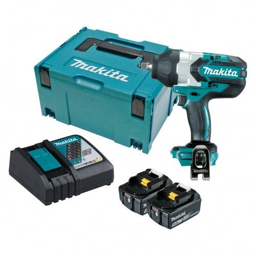 Makita 18V BRUSHLESS 1/2" Impact Wrench Kit - Includes 2 x 5.0Ah Batteries, Rapid Charger & Carry Case