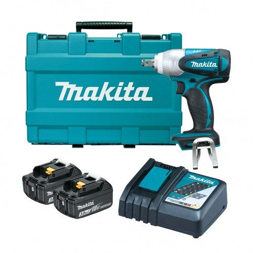 Makita 18V Impact Wrench Kit - Includes 2 x 3.0Ah Batteries, Rapid Charger & Carry Case