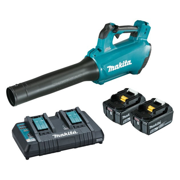 Makita 18V BRUSHLESS Blower Kit - Includes 2 x 5.0Ah Batteries & Dual Port Rapid Charger