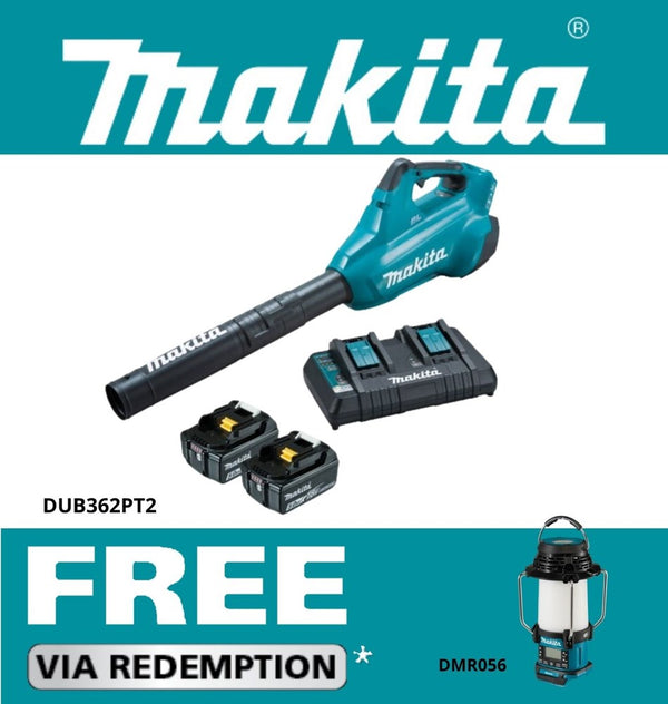 Makita 18Vx2 BRUSHLESS Turbo Blower Kit - Includes 2 x 5.0Ah Batteries & Dual Port Rapid Charger