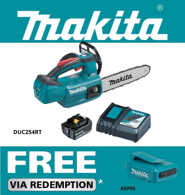 Makita 18V 250mm BRUSHLESS Top Handle Chainsaw  Kit - Includes 1 x 5.0Ah Battery & Rapid Charger