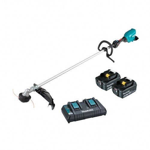 Makita 18Vx2 BRUSHLESS Loop Handle Line Trimmer Kit - Includes 2 x 6.0Ah Batteries & Dual Port Rapid Charger