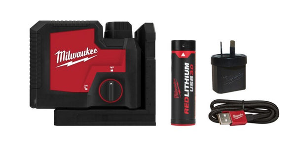 Milwaukee REDLITHIUM? USB Rechargeable 3 Point Laser Kit (1x 3.0Ah, Case)