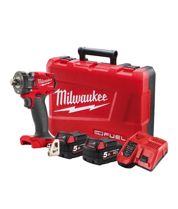 Milwaukee M18 FUEL? 1/2" Compact Impact Wrench with Pin Detent Kit (2x 5.0Ah)