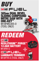 Milwaukee M18 FUEL 305mm Dual Bevel Sliding Compound Mitre Saw with ONE-KEY (Tool Only)