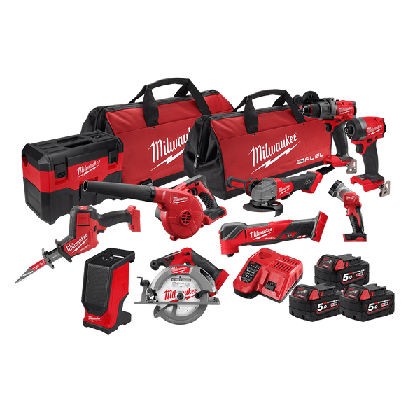 Milwaukee 18V 5.0Ah Li-ion Cordless Brushless 10pce Combo Kit  M18FPP10A4503B