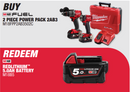 Milwaukee FUEL M18 2-Piece Combo 2x5.0Ah Batteries & Charger M18FPP2AB3502C
