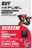 Milwaukee M18 FUEL Nail Gun Kit Framing/Finish Nailer Kit M18FPP2FN-502B