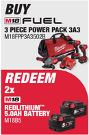 Milwaukee M18 FUEL 3 Piece Power Pack 3A3 (M18FPD3, M18FID3, M18FAG125XPD)