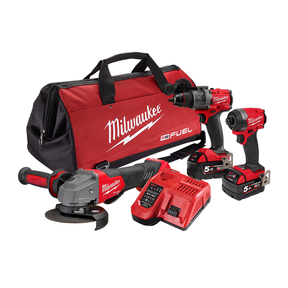 Milwaukee M18 FUEL 3 Piece Power Pack 3A3 (M18FPD3, M18FID3, M18FAG125XPD)