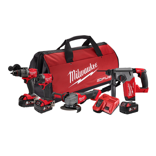 Milwaukee M18 FUEL 4 Piece Power Pack 4A3 (M18FPD3, M18FID3, M18FAG125XPD, M18FH)