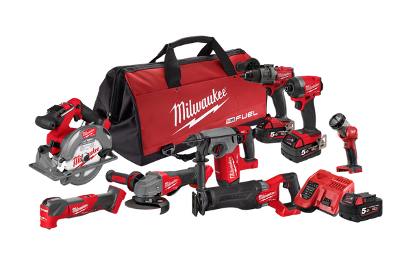 Milwaukee M18FPP8A4503B M18 18V 5.0Ah Li-ion Cordless Brushless 8 Piece Combo Kit