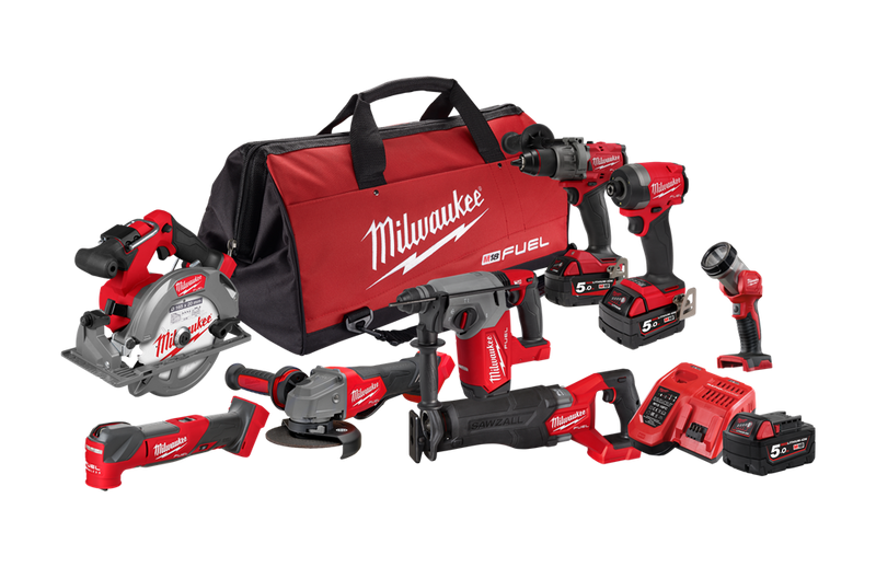 Milwaukee M18FPP8A4503B M18 18V 5.0Ah Li-ion Cordless Brushless 8 Piece Combo Kit