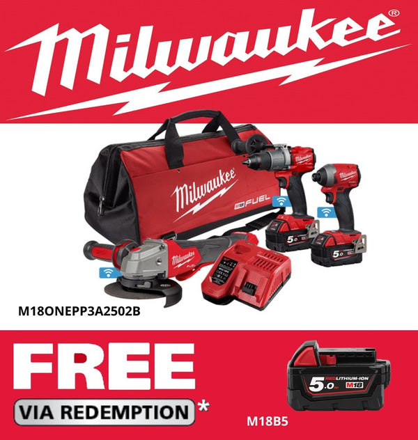 Milwaukee M18 FUEL ONE-KEY 3 Piece Power Pack 3A2 (M18ONEPD2, M18ONEID2, M18ONEFAG125XPDB-0)