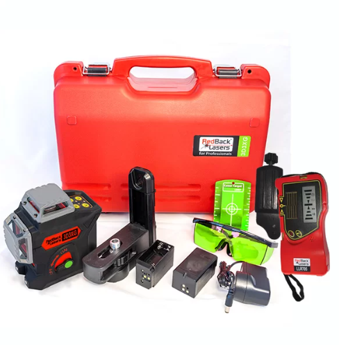 REDBACK LASERS GREEN 3D 360 MULTI-LINE LASER ULTRA BRIGHT KIT RECHARGEABLE LI-ION POWER 3D3XG +