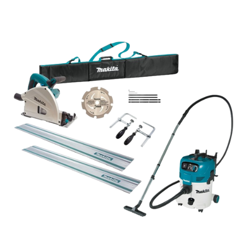 Makita 165mm (7") Plunge Cut Circular Saw Kit (SP6000JTX2) & 30L Wet/Dry M-Class Vacuum (VC3012MX1) Combo