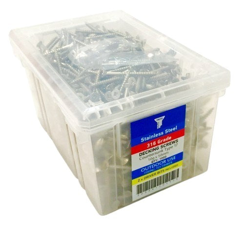 INOX Stainless Steel 316 Decking Screws 10g x 65mm