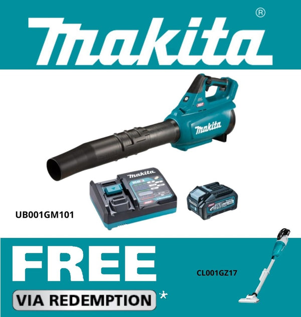 Makita 40V Max BRUSHLESS Blower Kit - Includes 4.0Ah Battery & Single Port Rapid Charger