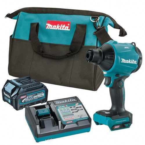 Makita 40V Max BRUSHLESS Dust Blower - Includes 1 x 2.5Ah Battery & Standard Single Port Charger & Tool Bag