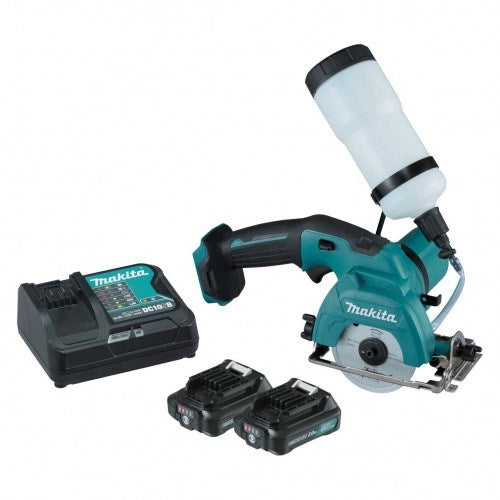 Makita 12V Max 85mm (3-1/4") Diamond Cutter - Includes 2 x 2.0Ah Batteries & Rapid Charger