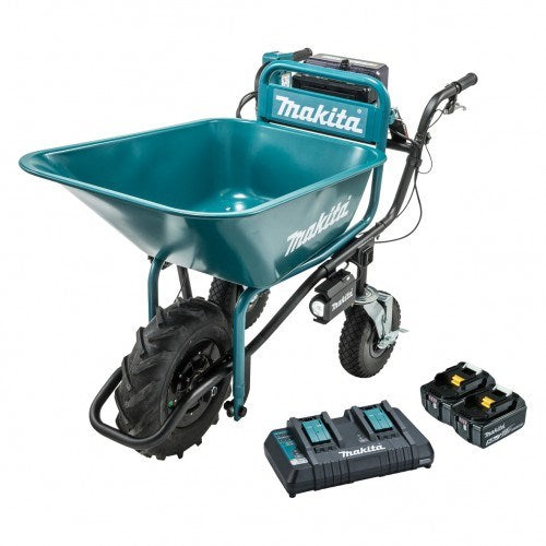 Makita 18V BRUSHLESS Wheelbarrow with bucket (198494-2) Kit - Includes 2 x 5.0Ah Batteries & Dual Port Rapid Charger