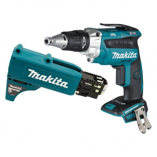 Makita 18V BRUSHLESS High Torque Screwdriver, Autofeed Collated Screwgun Attachment - Tool Only