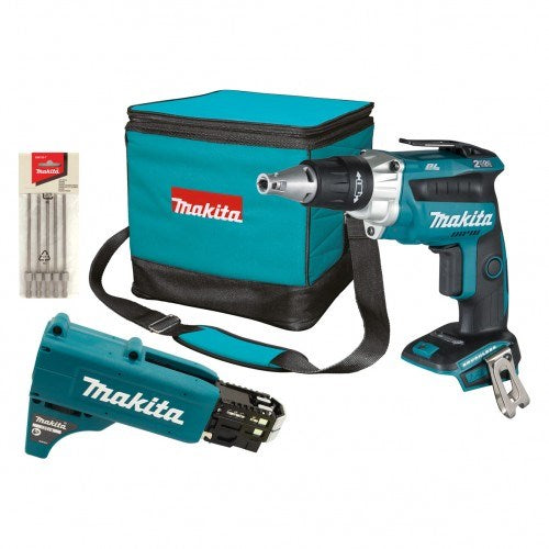 Makita 18V BRUSHLESS High Torque Screwdriver, Autofeed Collated Screwgun Attachment - Tool Only