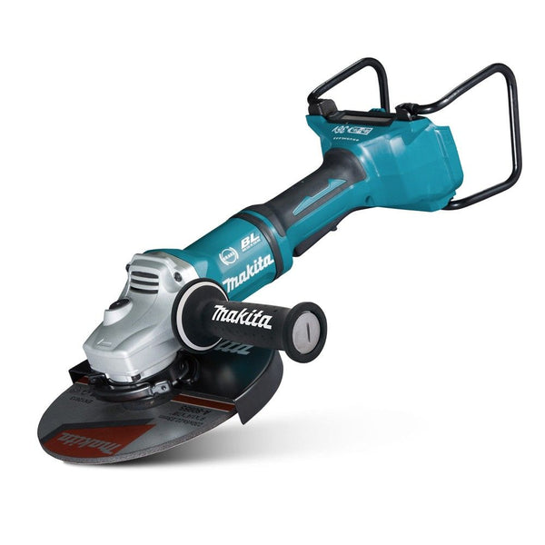 Makita 18Vx2 BRUSHLESS 230mm Angle Grinder, Paddle Switch, Kick Back Detection, Electric Brake, Anti-Vib Handle & Carry Case - Tool Only